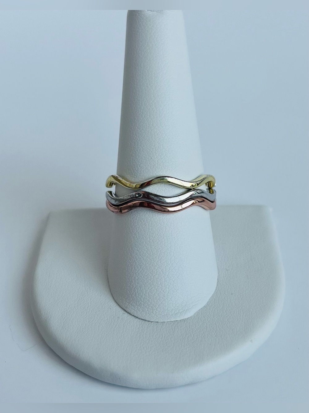 Charter Club Tri-Tone 3-Pc. Set Pavé Wavy Rings Size 10 - Picture 2 of 8